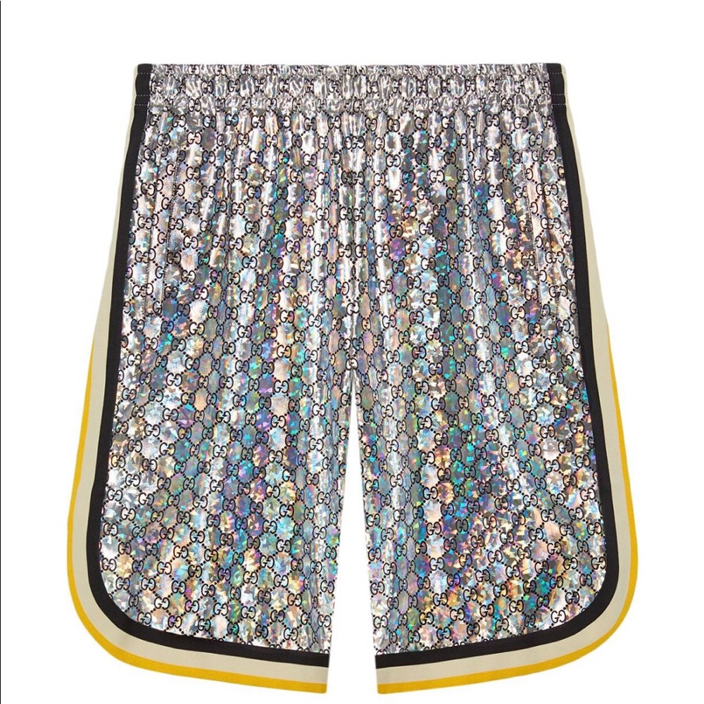 NWT Gucci Size M GG Laminated Sparkle Iridescent Shorts Ret $1280.00 - Picture 5 of 16